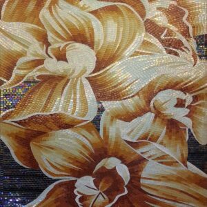 Handmade Flower Mosaic Art #77 | Botanical Tile Wall Decor
