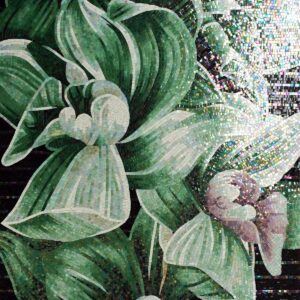Handmade Flower Mosaic Art #78 | Botanical Tile Wall Decor