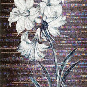 Handmade Flower Mosaic Art #80 | Botanical Tile Wall Decor