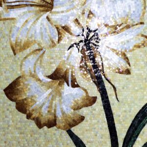 Handmade Flower Mosaic Art #82 | Botanical Tile Wall Decor