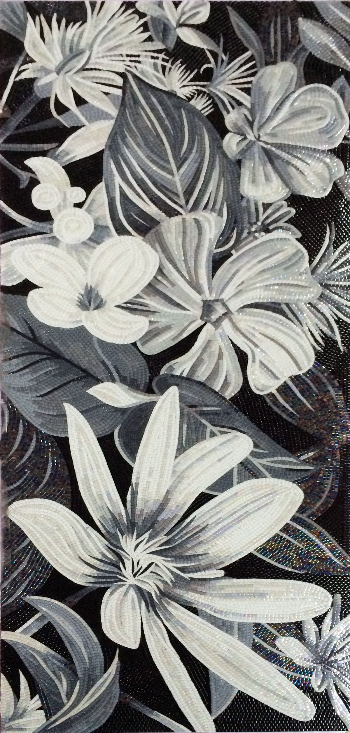 Handmade Flower Mosaic Art #86 | Botanical Tile Wall Decor