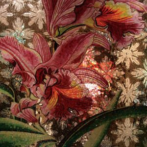 Handmade Flower Mosaic Art #87 | Botanical Tile Wall Decor