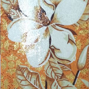 Handmade Flower Mosaic Art #90 | Botanical Tile Wall Decor