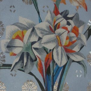 Handmade Flower Mosaic Art #92 | Botanical Tile Wall Decor