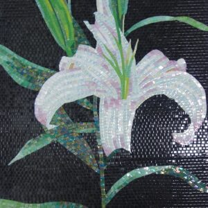 Handmade Flower Mosaic Art #94 | Botanical Tile Wall Decor