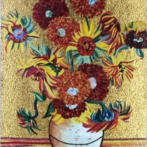 Handmade Flower Mosaic Art #95 | Botanical Tile Wall Decor