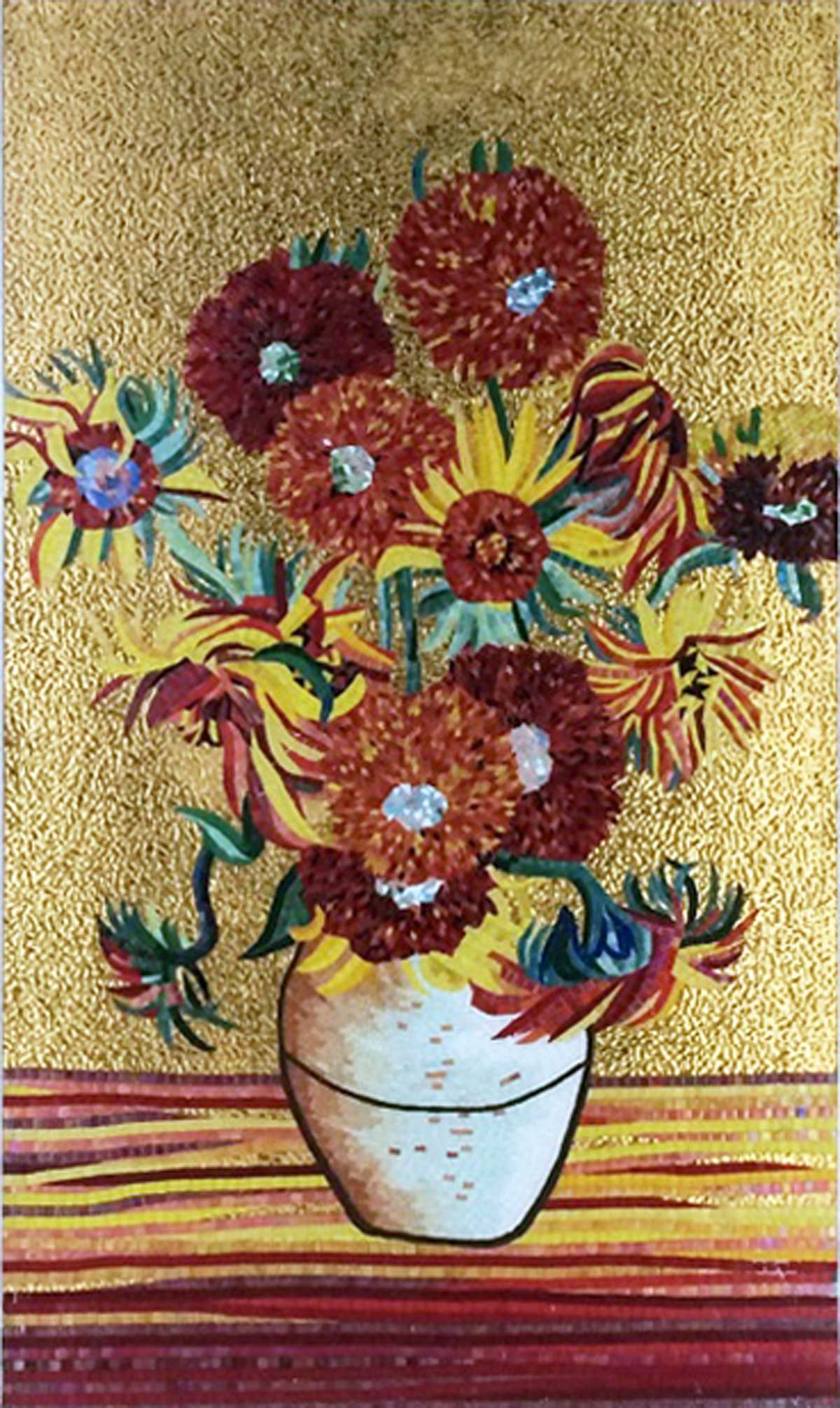 Handmade Flower Mosaic Art #95 | Botanical Tile Wall Decor