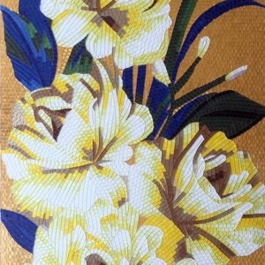 Handmade Flower Mosaic Art #96 | Botanical Tile Wall Decor