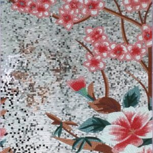 Handmade Flower Mosaic Art #99 | Botanical Tile Wall Decor