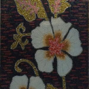 Handmade Flower Mosaic Art #100 | Botanical Tile Wall Decor