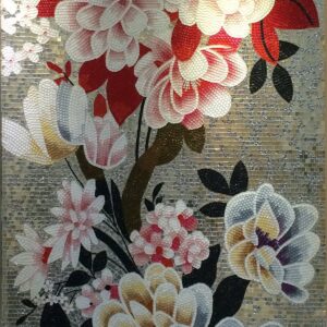 Handmade Flower Mosaic Art #101 | Botanical Tile Wall Decor
