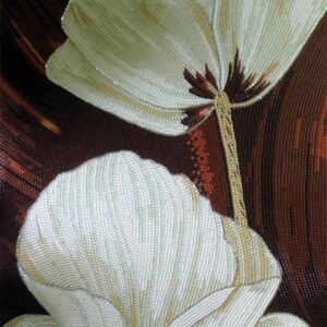 Handmade Flower Mosaic Art #103 | Botanical Tile Wall Decor