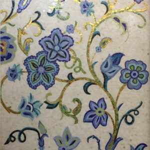 Handmade Flower Mosaic Art #105 | Botanical Tile Wall Decor