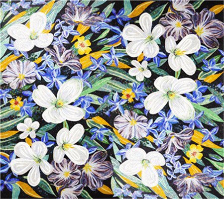 Handmade Flower Mosaic Art #107 | Botanical Tile Wall Decor