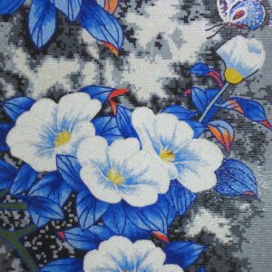 Handmade Flower Mosaic Art #108 | Botanical Tile Wall Decor