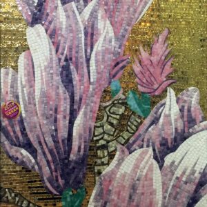 Handmade Flower Mosaic Art #109 | Botanical Tile Wall Decor