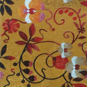 Handmade Flower Mosaic Art #110 | Botanical Tile Wall Decor