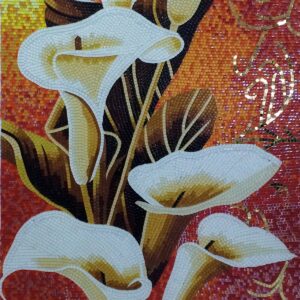 Handmade Flower Mosaic Art #111 | Botanical Tile Wall Decor