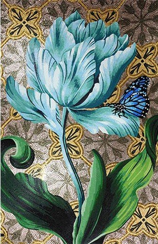 Handmade Flower Mosaic Art #124 | Botanical Tile Wall Decor