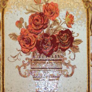 Handmade Flower Mosaic Art #125 | Botanical Tile Wall Decor