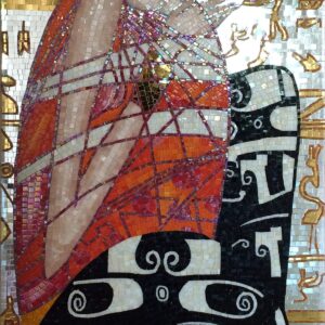 Handmade Flower Mosaic Art #126 | Botanical Tile Wall Decor