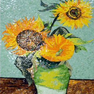 Handmade Flower Mosaic Art #127 | Botanical Tile Wall Decor