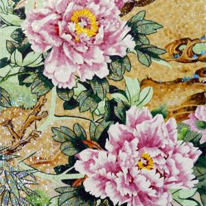 Handmade Flower Mosaic Art #128 | Botanical Tile Wall Decor