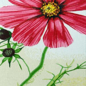 Handmade Flower Mosaic Art #131 | Botanical Tile Wall Decor