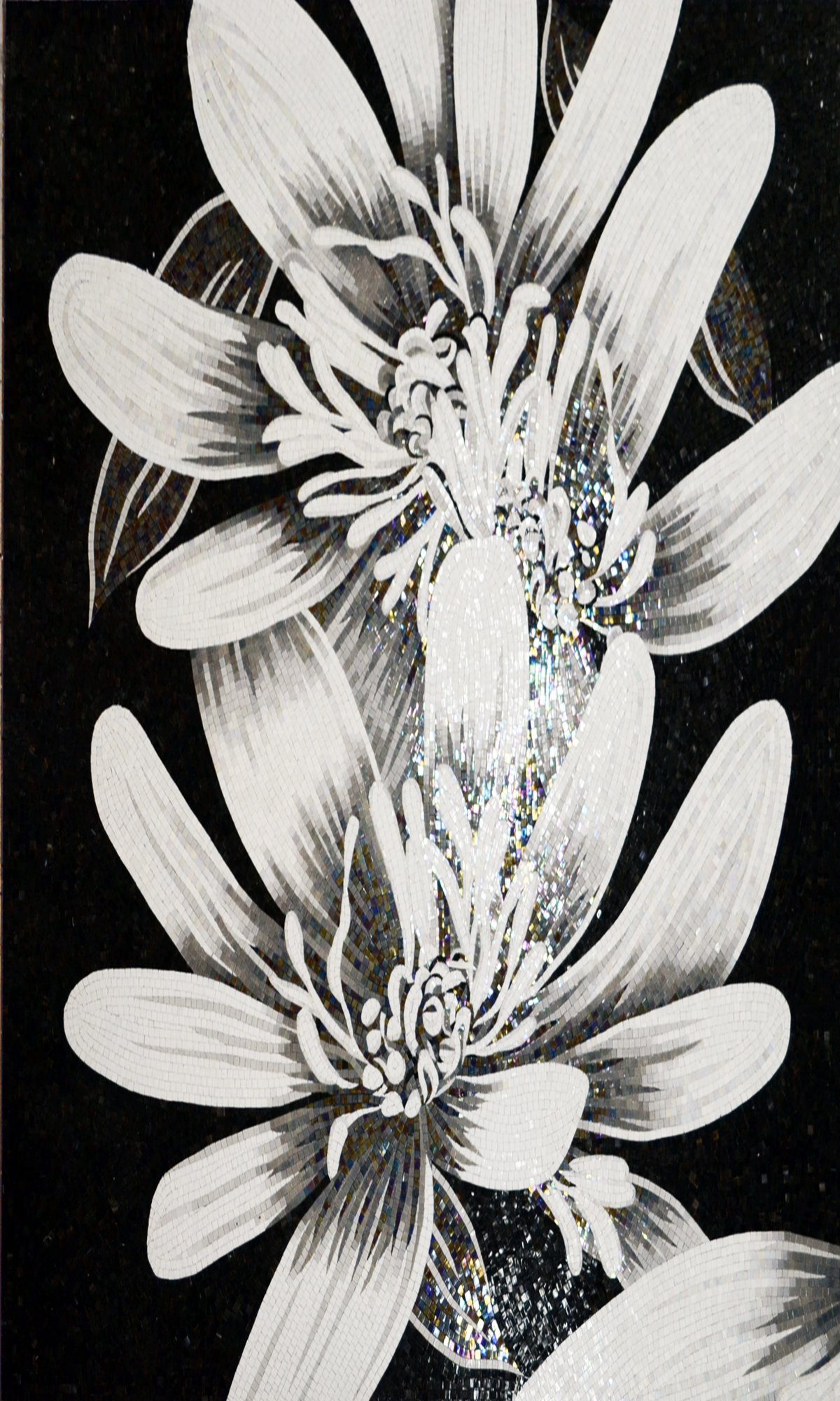 Handmade Flower Mosaic Art #132 | Botanical Tile Wall Decor