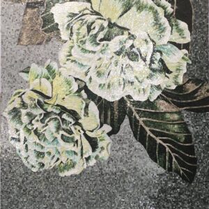 Handmade Flower Mosaic Art #135 | Botanical Tile Wall Decor