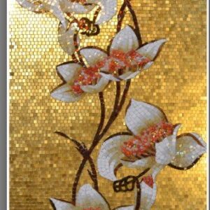Handmade Flower Mosaic Art #139 | Botanical Tile Wall Decor