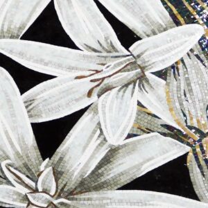 Handmade Flower Mosaic Art #141 | Botanical Tile Wall Decor