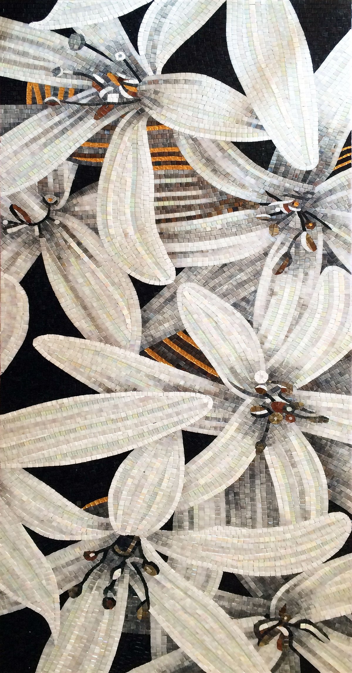 Handmade Flower Mosaic Art #142 | Botanical Tile Wall Decor