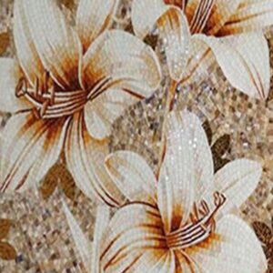 Handmade Flower Mosaic Art #144 | Botanical Tile Wall Decor