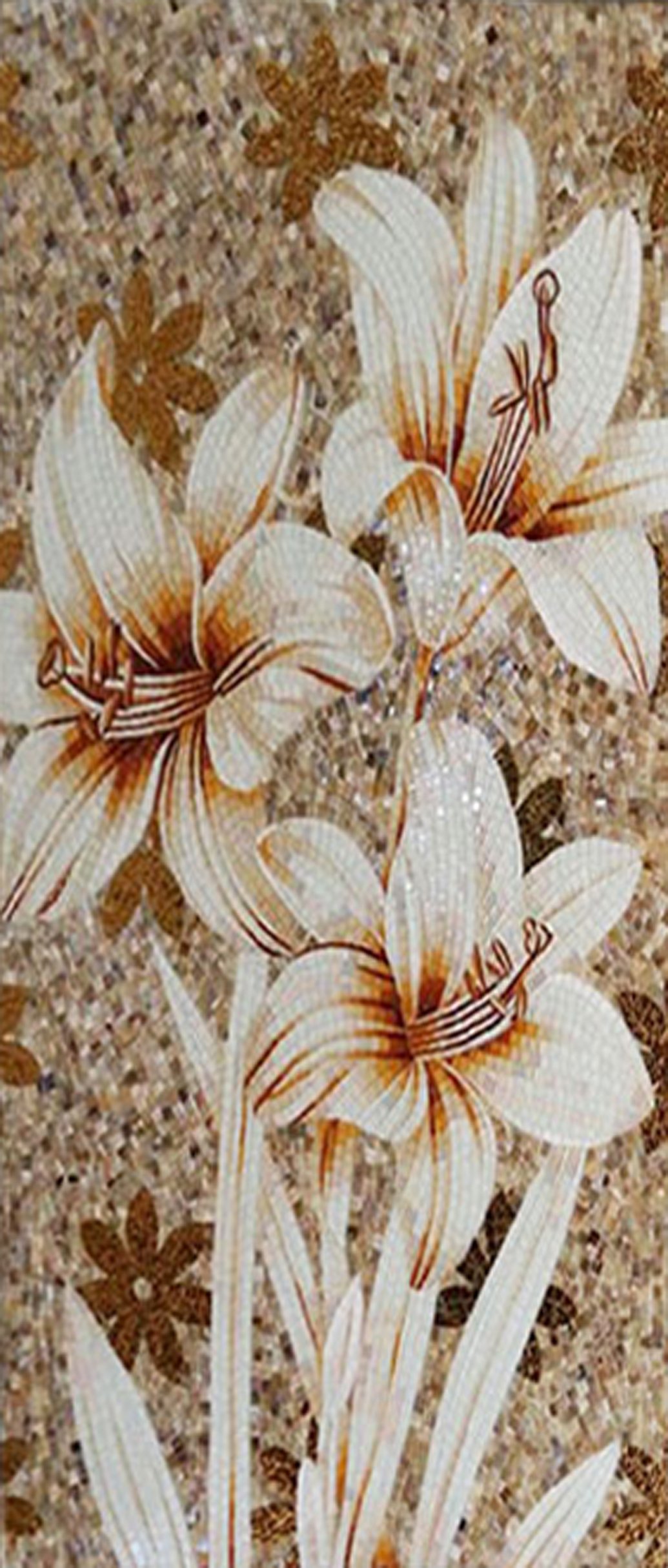 Handmade Flower Mosaic Art #144 | Botanical Tile Wall Decor