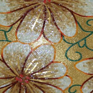 Handmade Flower Mosaic Art #146 | Botanical Tile Wall Decor