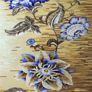 Handmade Flower Mosaic Art #147 | Botanical Tile Wall Decor