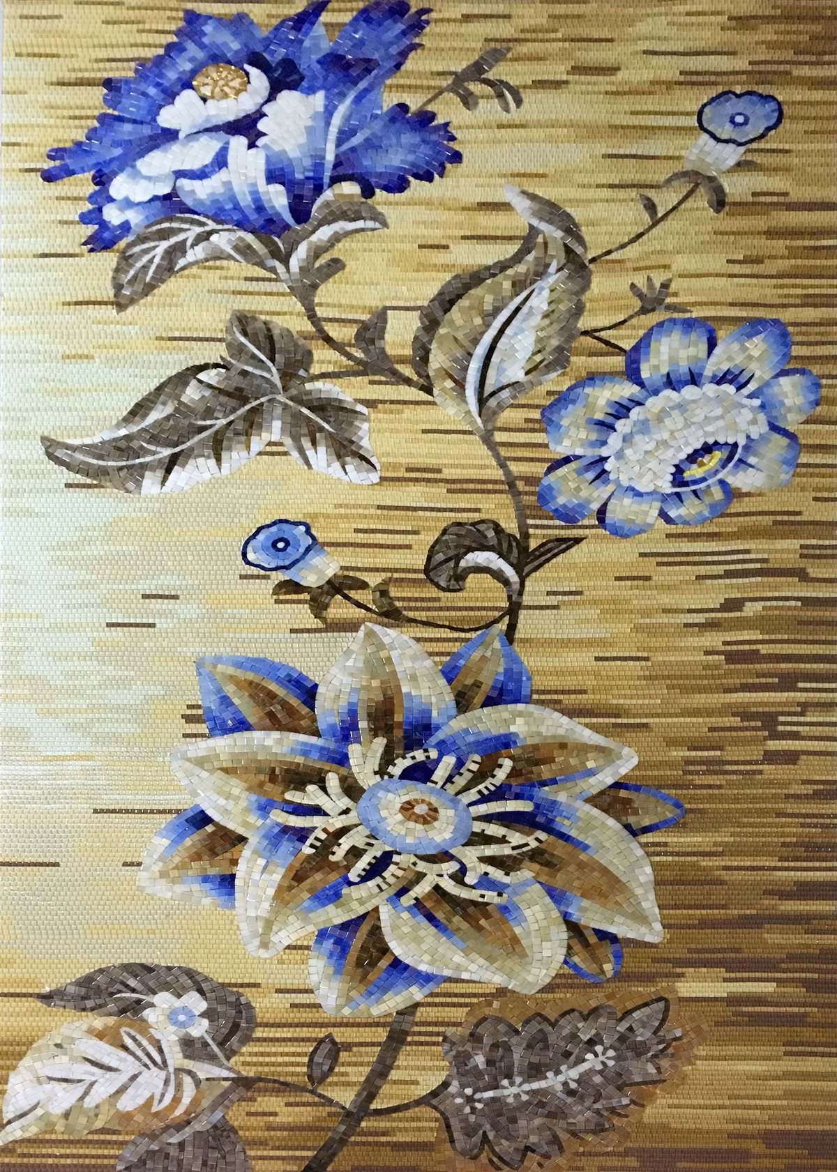 Handmade Flower Mosaic Art #147 | Botanical Tile Wall Decor