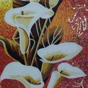 Handmade Flower Mosaic Art #149 | Botanical Tile Wall Decor