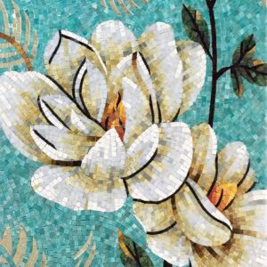 Handmade Flower Mosaic Art #152 | Botanical Tile Wall Decor