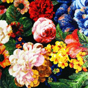 Handmade Flower Mosaic Art #154 | Botanical Tile Wall Decor