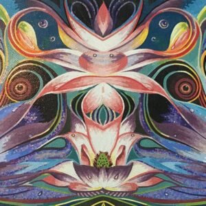 Handmade Flower Mosaic Art #156 | Botanical Tile Wall Decor