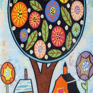 Handmade Flower Mosaic Art #161 | Botanical Tile Wall Decor