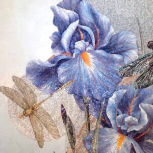 Handmade Flower Mosaic Art #162 | Botanical Tile Wall Decor