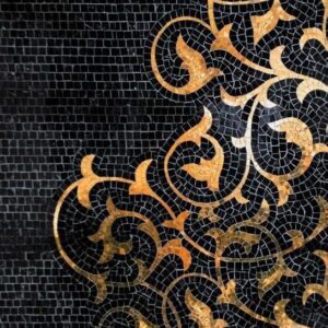 Handmade Flower Mosaic Art #163 | Botanical Tile Wall Decor