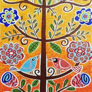 Handmade Flower Mosaic Art #164 | Botanical Tile Wall Decor