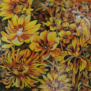 Handmade Flower Mosaic Art #165 | Botanical Tile Wall Decor