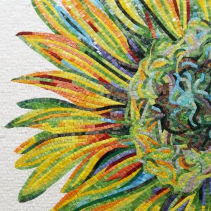 Handmade Flower Mosaic Art #166 | Botanical Tile Wall Decor