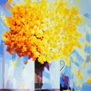 Handmade Flower Mosaic Art #170 | Botanical Tile Wall Decor