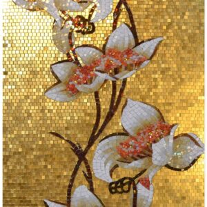 Handmade Flower Mosaic Art #173 | Botanical Tile Wall Decor